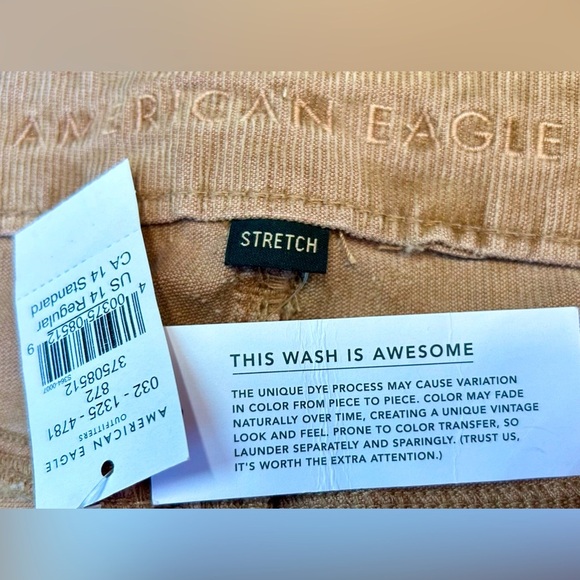 NWT American Eagle Khaki Corduroy Super High-Rise Button-Fly Flare Pant, 14R (L) - Picture 10 of 15